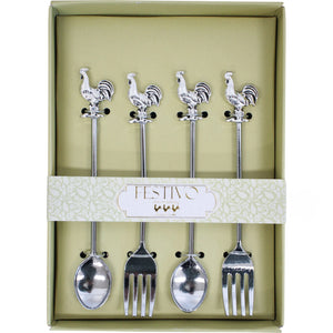 Fork and Spoon Set - Rooster Design