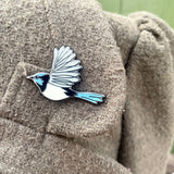 Superb Fairy Wren in Flight Enamel Pin