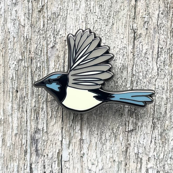 Superb Fairy Wren in Flight Enamel Pin