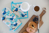 Oven Glove and Pot Holder Set - Blue Wren